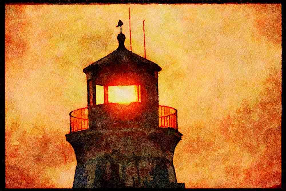 460056 Sun Through Lighthouse A4 Limited Edition Watercolour Print