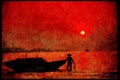 460059 Fishing Village At Sunset A4 Limited Edition Watercolour Print