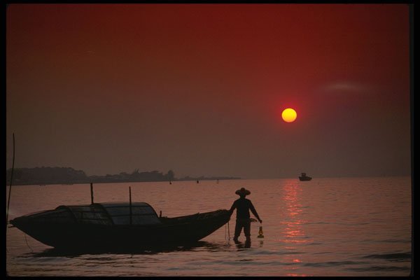 460059 Fishing Village At Sunset A4 Photo Print