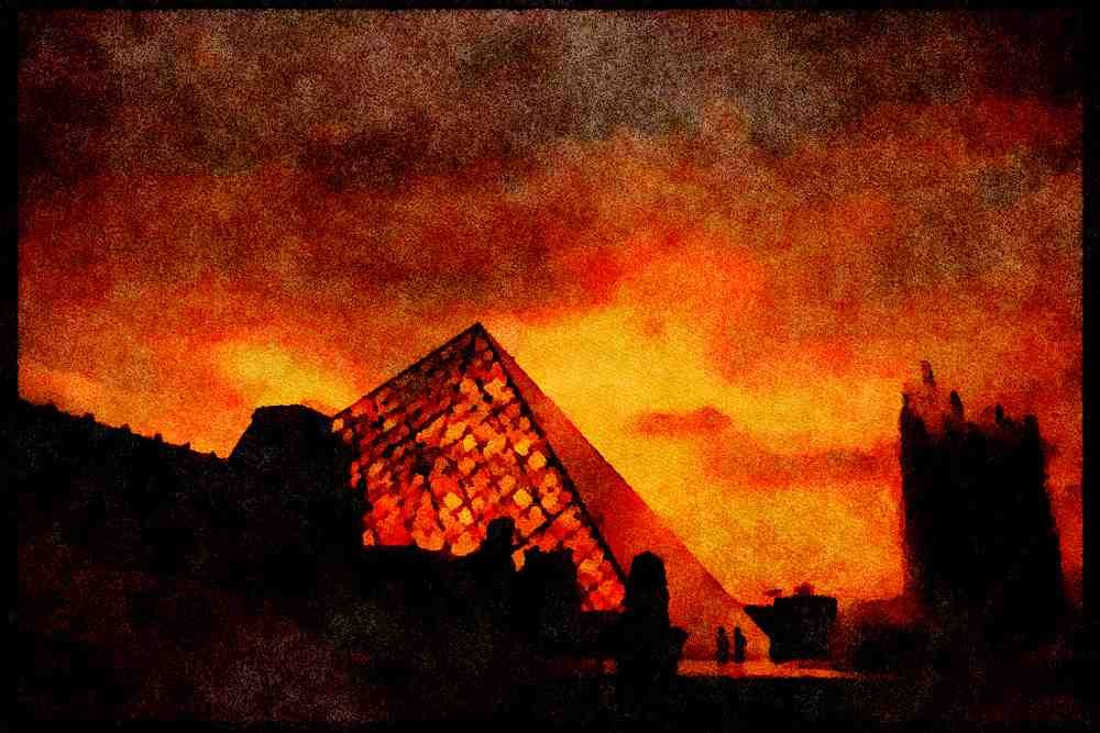 460062 The Pyramid Of The Louvre Museum At Sunset, Paris A4 Limited Edition Watercolour Print