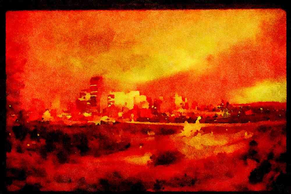 460070 View From Samis Road In Calgary, Canada A4 Limited Edition Watercolour Print