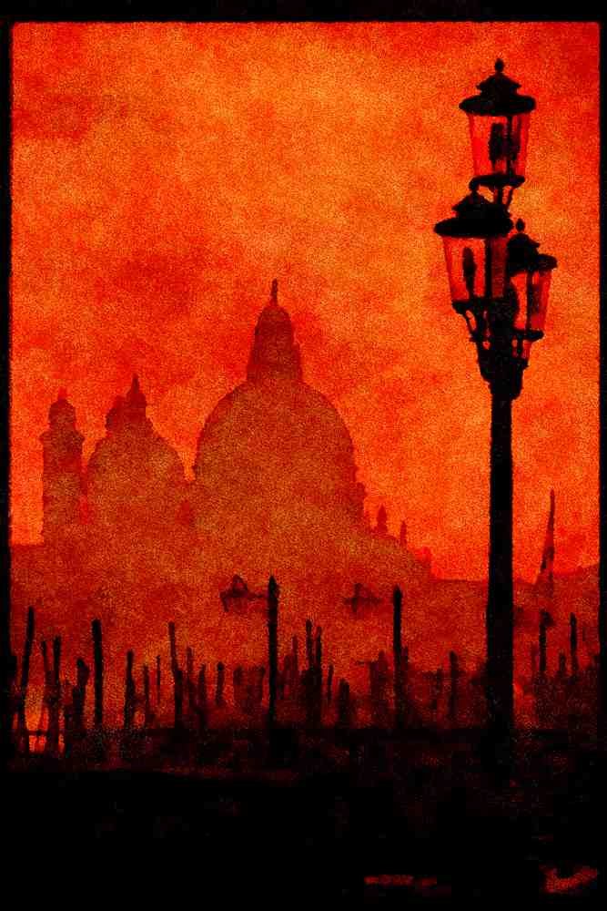 460076 Sunset Over S. Maria Della Statua, Venice A4 Limited Edition Watercolour Print