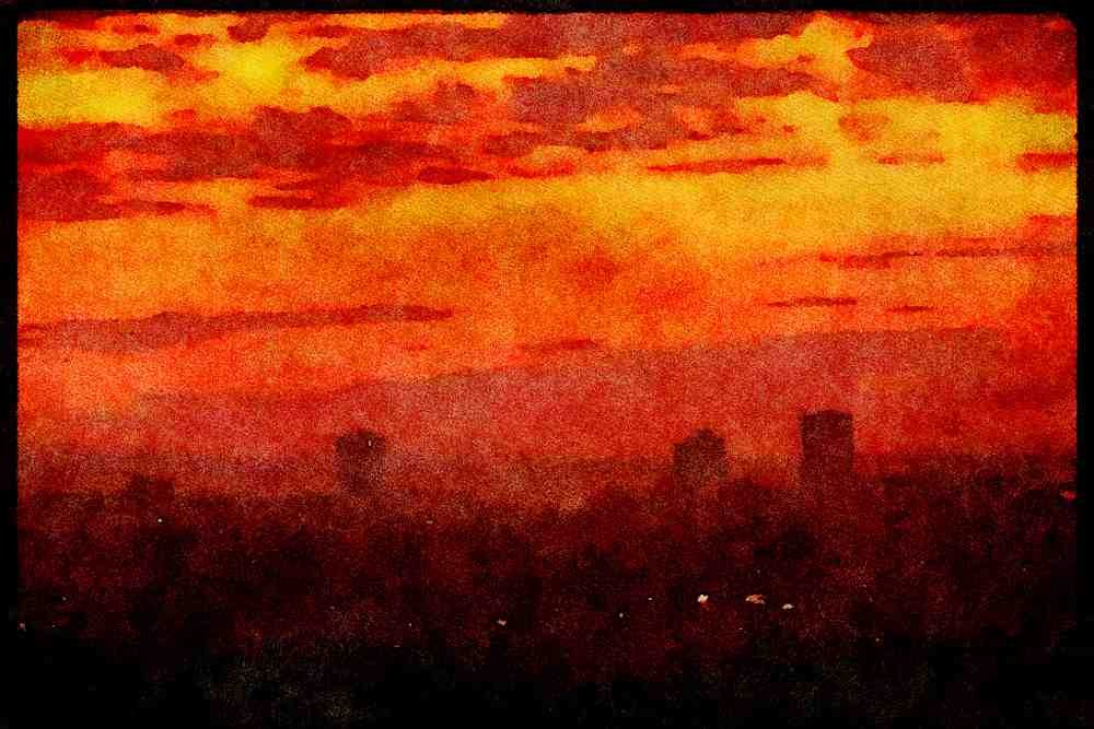 460080 Sunset Over Phoenix, Arizona A4 Limited Edition Watercolour Print