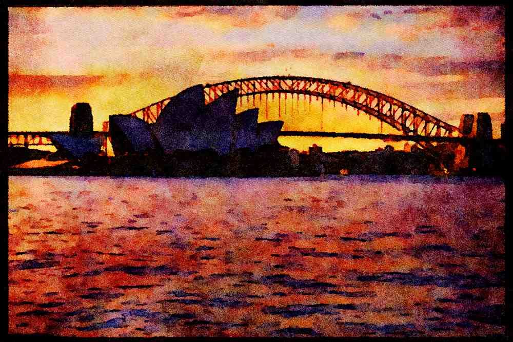 460086 Opera House, Sydney Harbor Bridge A4 Limited Edition Watercolour Print