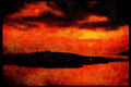 460094 Sunset, Volcanic Caldera, Santorini, Greece A4 Limited Edition Watercolour Print