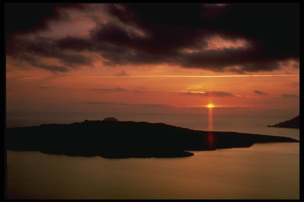 460094 Sunset, Volcanic Caldera, Santorini, Greece A4 Photo Print