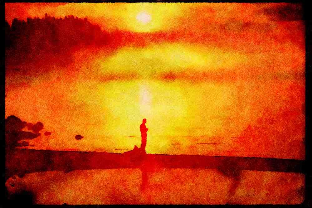 460096 Sunrise Silhouette A4 Limited Edition Watercolour Print