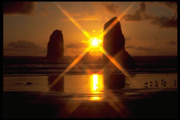 460097 Sunburst, Canyon Beach, Oregon A4 Photo Print