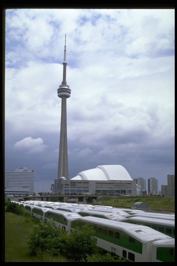 462019 CN Tower, At GO Train Rail Yard A4 Photo Print
