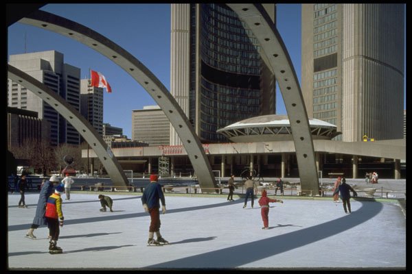 462078 Skating At Toronto City Hall A4 Photo Print
