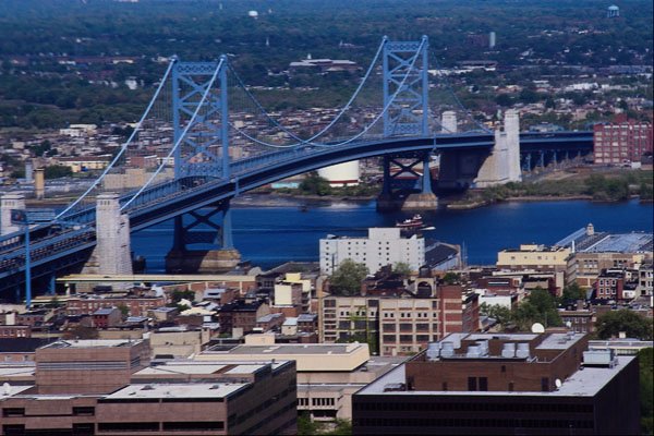 463059 Ben Franklin Bridge From Atop City Hall A4 Photo Print