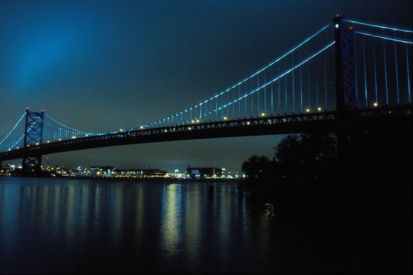 463065 Ben Franklin Bridge Spans The Delaware A4 Photo Print