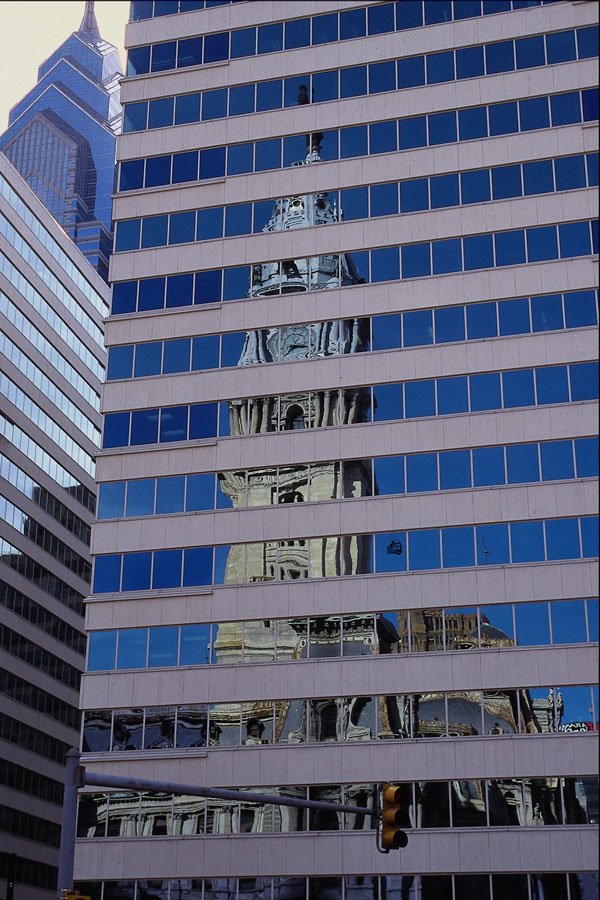 463081 Clock Tower's Reflected Image, Clock Tower And City Hall A4 Photo Print