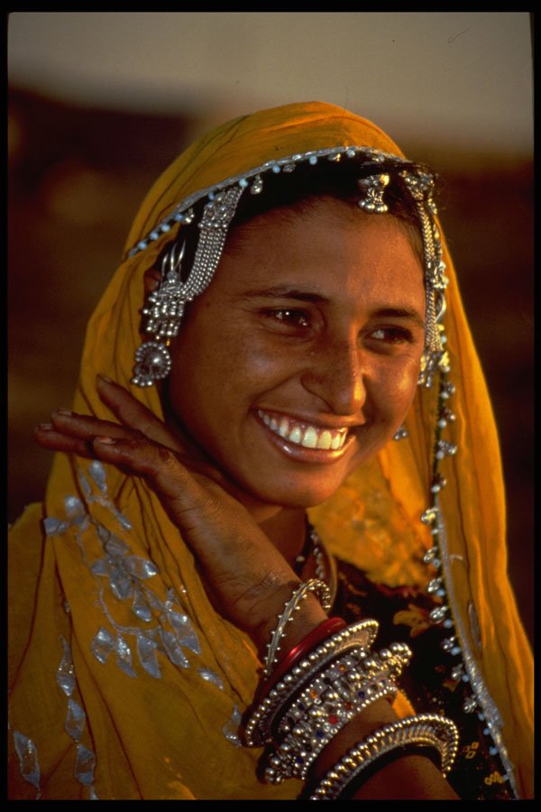 464024 Smiling Lady From Pushkar, India A4 Photo Print