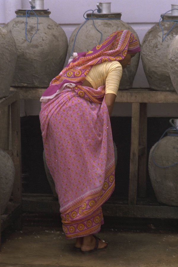 464086 Woman With Palm Oil Vessels, India A4 Photo Print