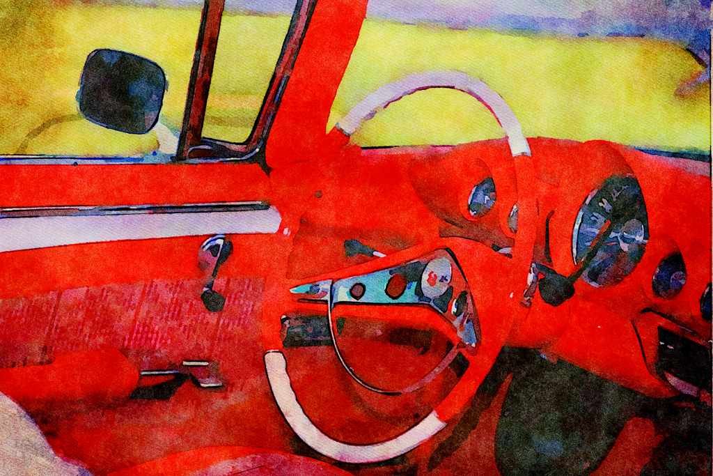 465007 1960 Chevrolet Impala A4 Limited Edition Watercolour Print