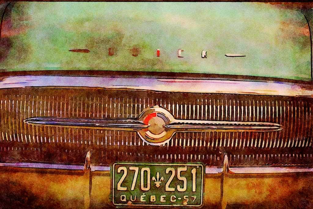 465044 1957 Buick Roadmaster 7.5 A4 Limited Edition Watercolour Print