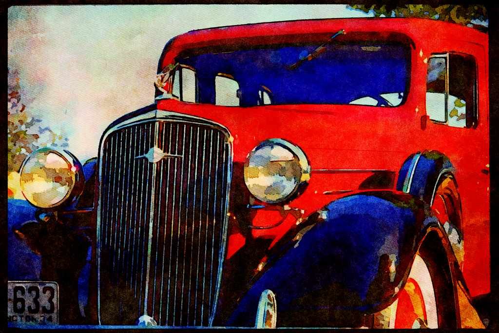 465063 Antique Chevrolet A4 Limited Edition Watercolour Print