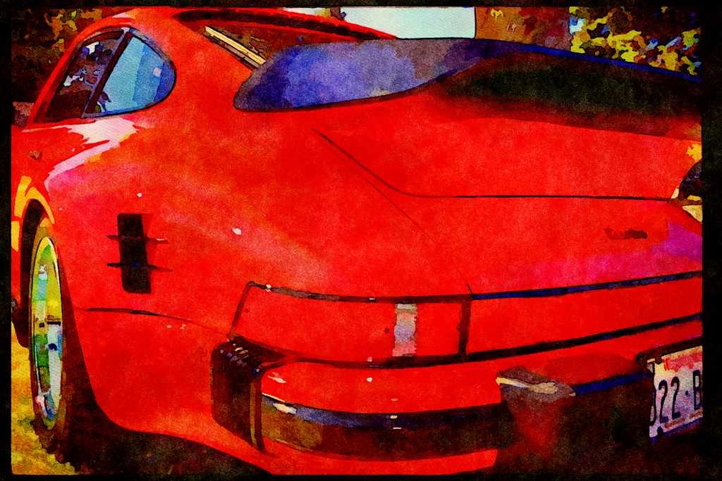 465065 Porsche 930 Rear Detail A4 Limited Edition Watercolour Print
