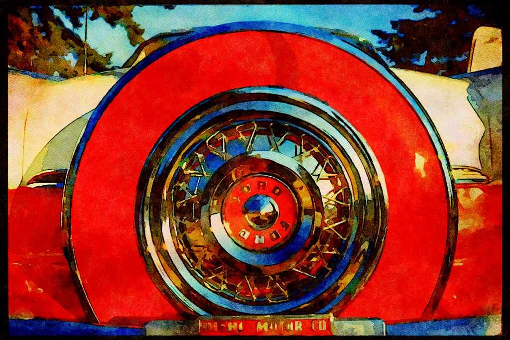 465067 Classic 50's Ford Spare A4 Limited Edition Watercolour Print