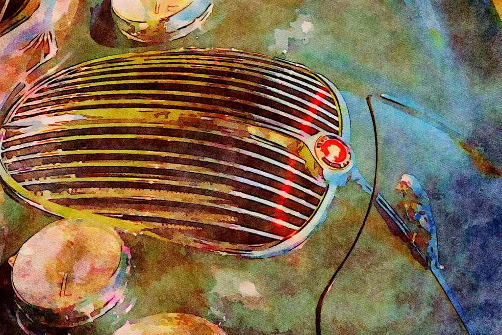 465072 The Grill On A Jaguar 2.4 Liter A4 Limited Edition Watercolour Print