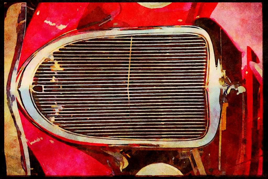 465079 Close up Of Hot Rod Grill A4 Limited Edition Watercolour Print