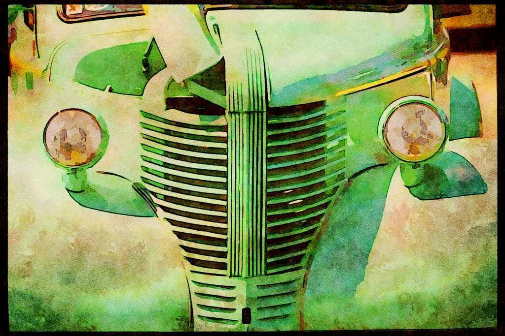 465080 Turquoise Hot Rod Close up A4 Limited Edition Watercolour Print