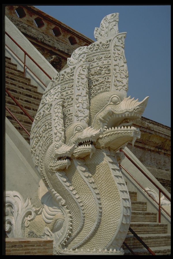466010 Dragon spirits On Ancient Temple, Thailand A4 Photo Print