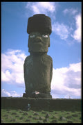 466080 Moai Figure With Pukoa And Eyes, Easter Island A4 Photo Print