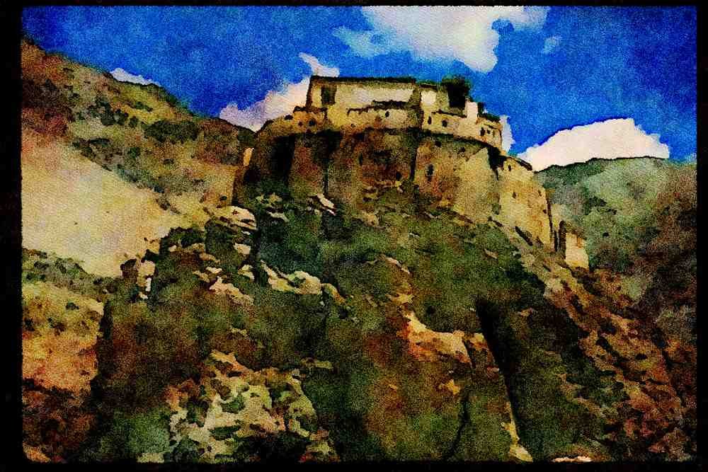 467002 Buddhist Temple, Zanskar, India A4 Limited Edition Watercolour Print