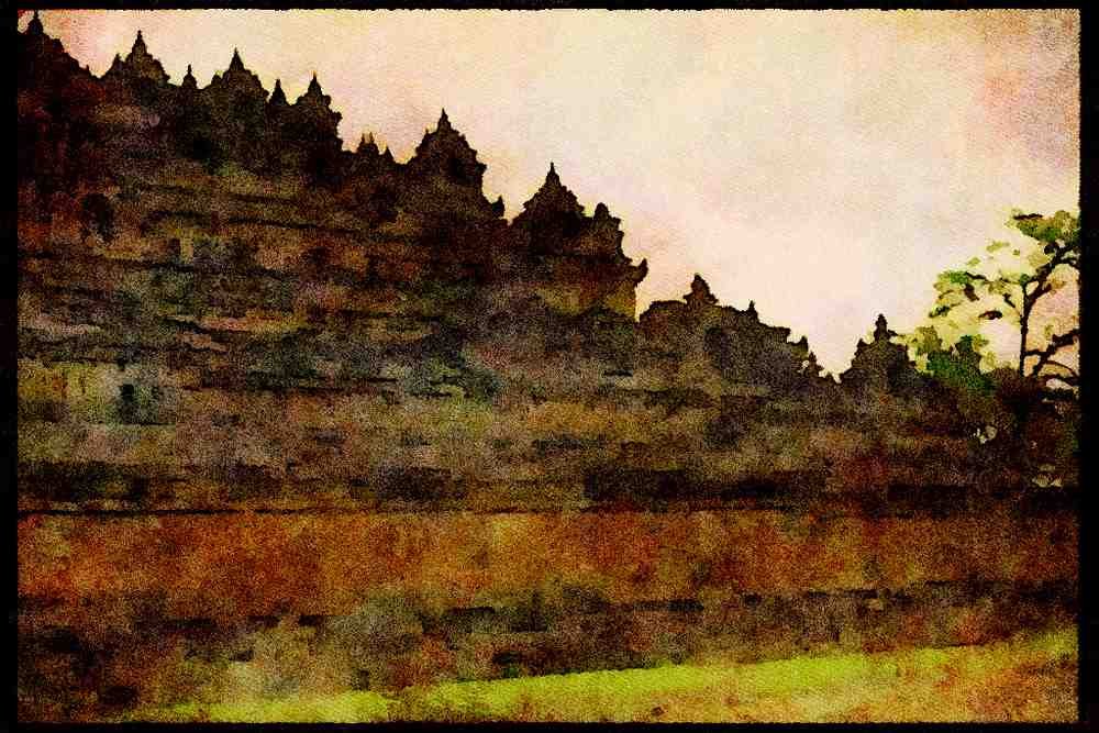 467016 Borobudor Temple, Yogyadarta, Java A4 Limited Edition Watercolour Print