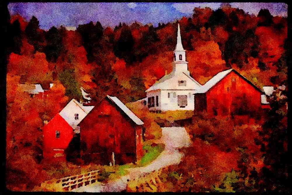 467024 Waits River, Vermont A4 Limited Edition Watercolour Print