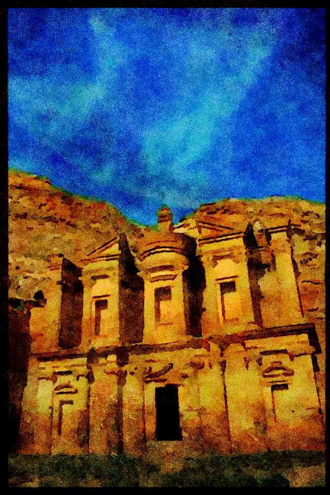 467030 The Monastery, Petra, Jordan A4 Limited Edition Watercolour Print