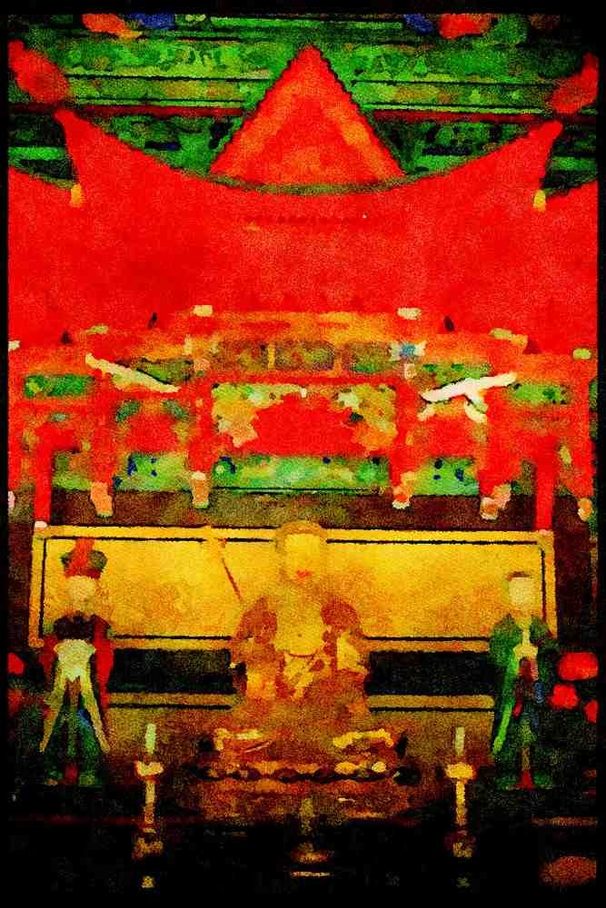 467049 Inside View Of Popchusa Temple, Korea A4 Limited Edition Watercolour Print