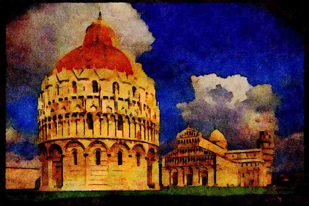 467051 Cathedral, Pisa, Italy A4 Limited Edition Watercolour Print