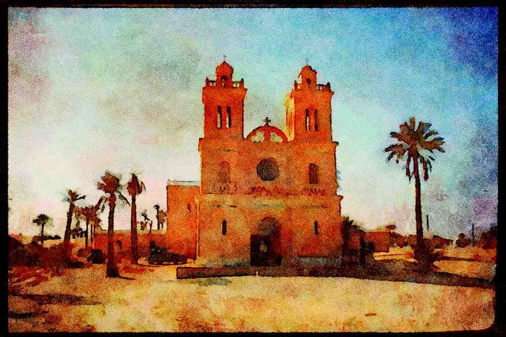 467057 St. Joseph Church, El Golea Oasis, Algeria A4 Limited Edition Watercolour Print
