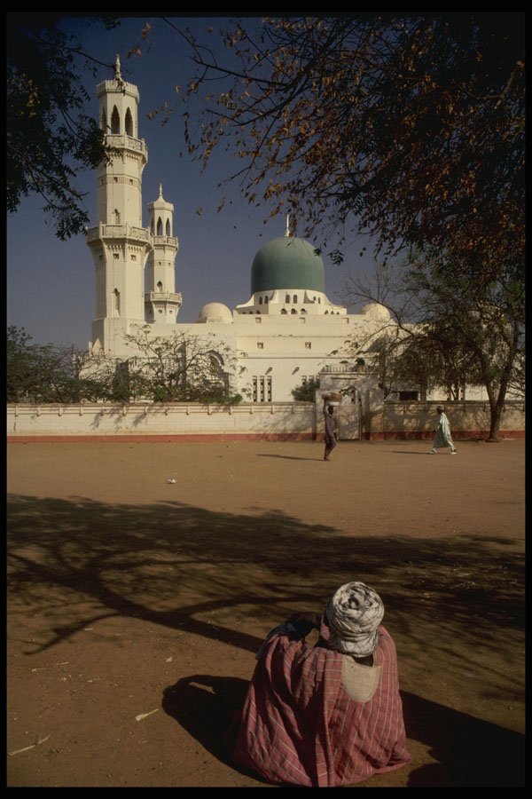 467087 Mosque And A Seated Man, Niamey, Niger A4 Photo Print