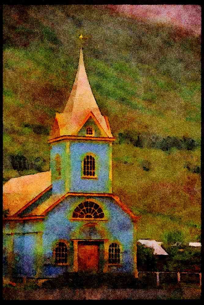 467088 Church, Seydisfjordur, Iceland A4 Limited Edition Watercolour Print