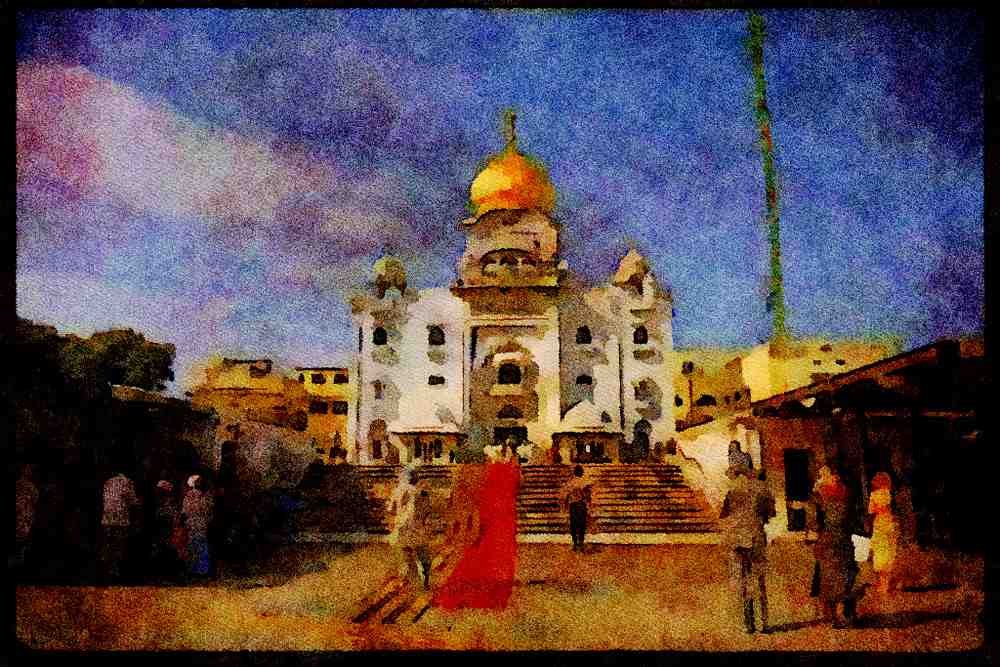 467089 The Sikh Temple, New Delhi, India A4 Limited Edition Watercolour Print