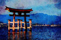 467098 Itsukushima Shrine, Japan A4 Limited Edition Watercolour Print