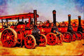 468013 A Line up Of Marshall Traction Engines At Dorset Steam Fair A4 Limited Edition Watercolour Print