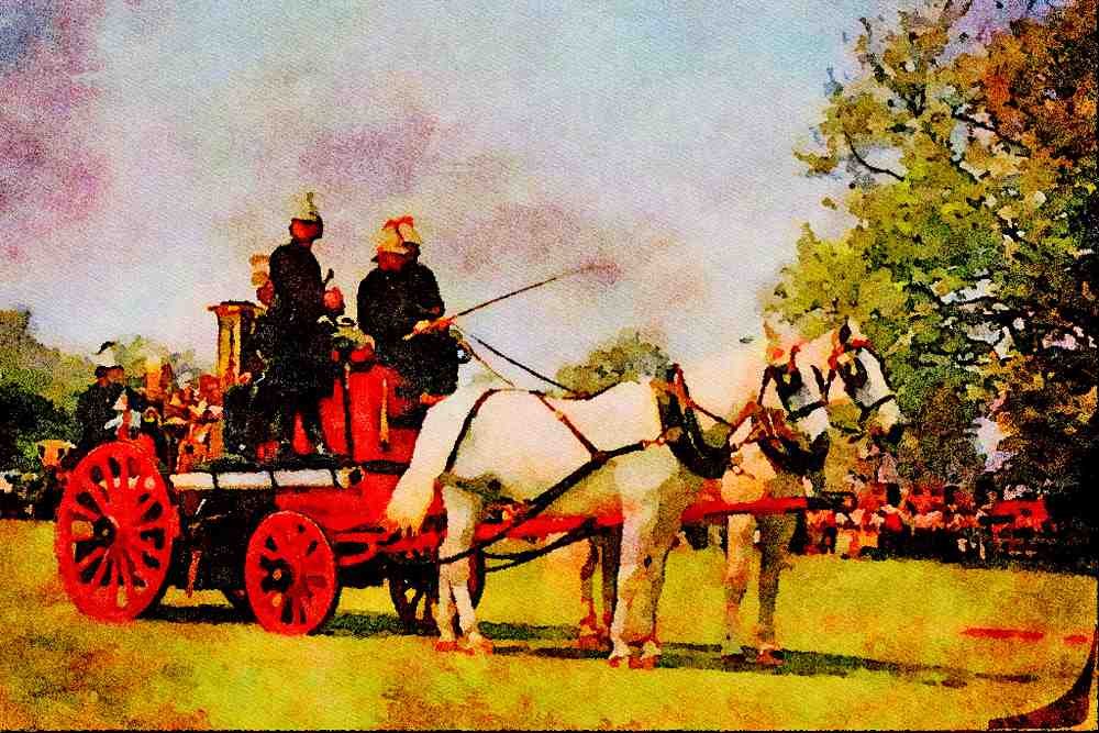 468019 Horse drawn Merryweather Steam Fire Engine A4 Limited Edition Watercolour Print