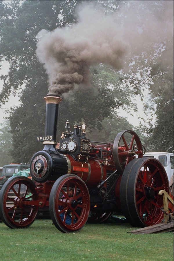 468021 Charles Burrell Traction Engine, Crimson Lady , Being Lit Up A4 Photo Print