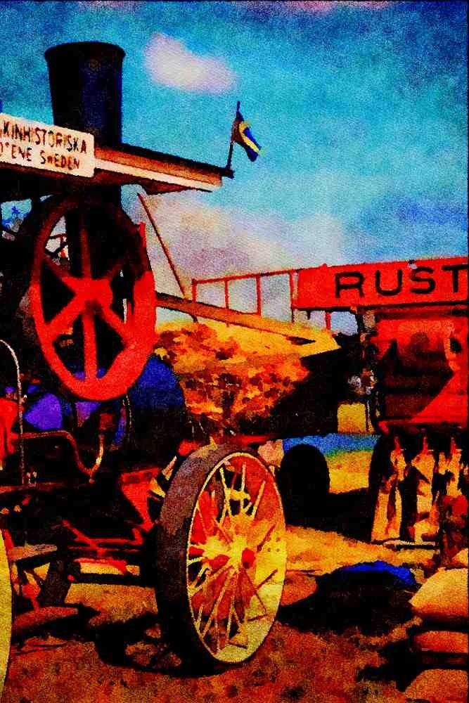468024 1914, Munktellstraction Engine, _Rubens_, Threshing A4 Limited Edition Watercolour Print