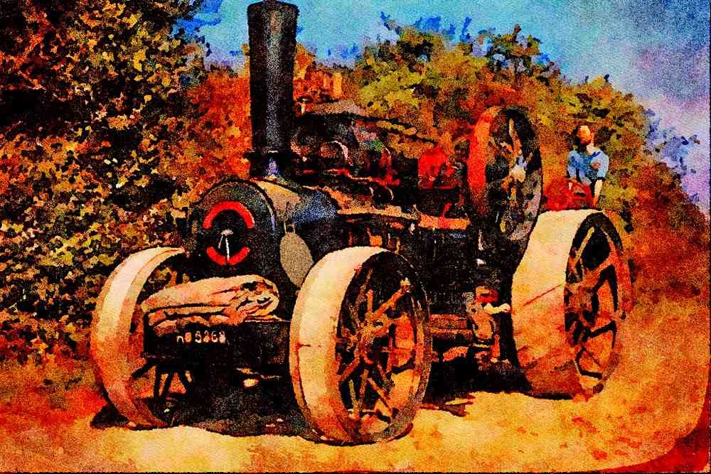468055 16 NHP John Fowler Ploughing Engine, _Ajax_, Built In 1918 A4 Limited Edition Watercolour Print
