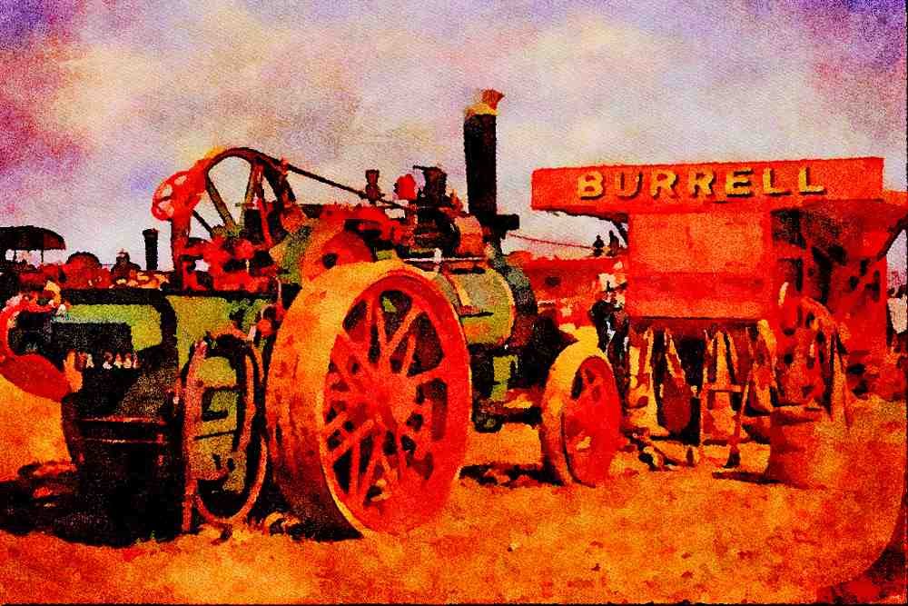 468059 1915, Charles Burrell 6 NHP Traction Engine At Work A4 Limited Edition Watercolour Print