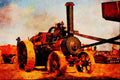 468064 1910, Garrett Traction Engine, _Mercury_, At Work Threshing A4 Limited Edition Watercolour Print