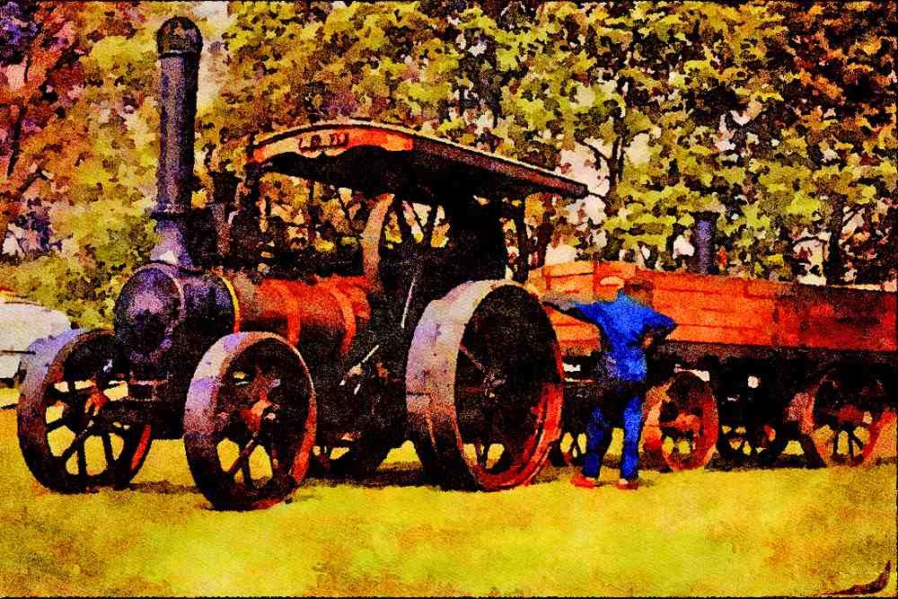 468069 1904, McLaren Road Loco Pulls A Trailer At Much Marcle Rally A4 Limited Edition Watercolour Print