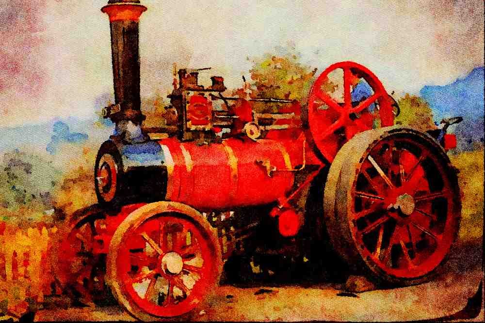468076 1897, Charles Burrell 8 NHP Traction Engine _Beaver_ A4 Limited Edition Watercolour Print