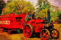 468085 1916, Robey Steam Road Tractor Hauling A Theatre Van A4 Limited Edition Watercolour Print